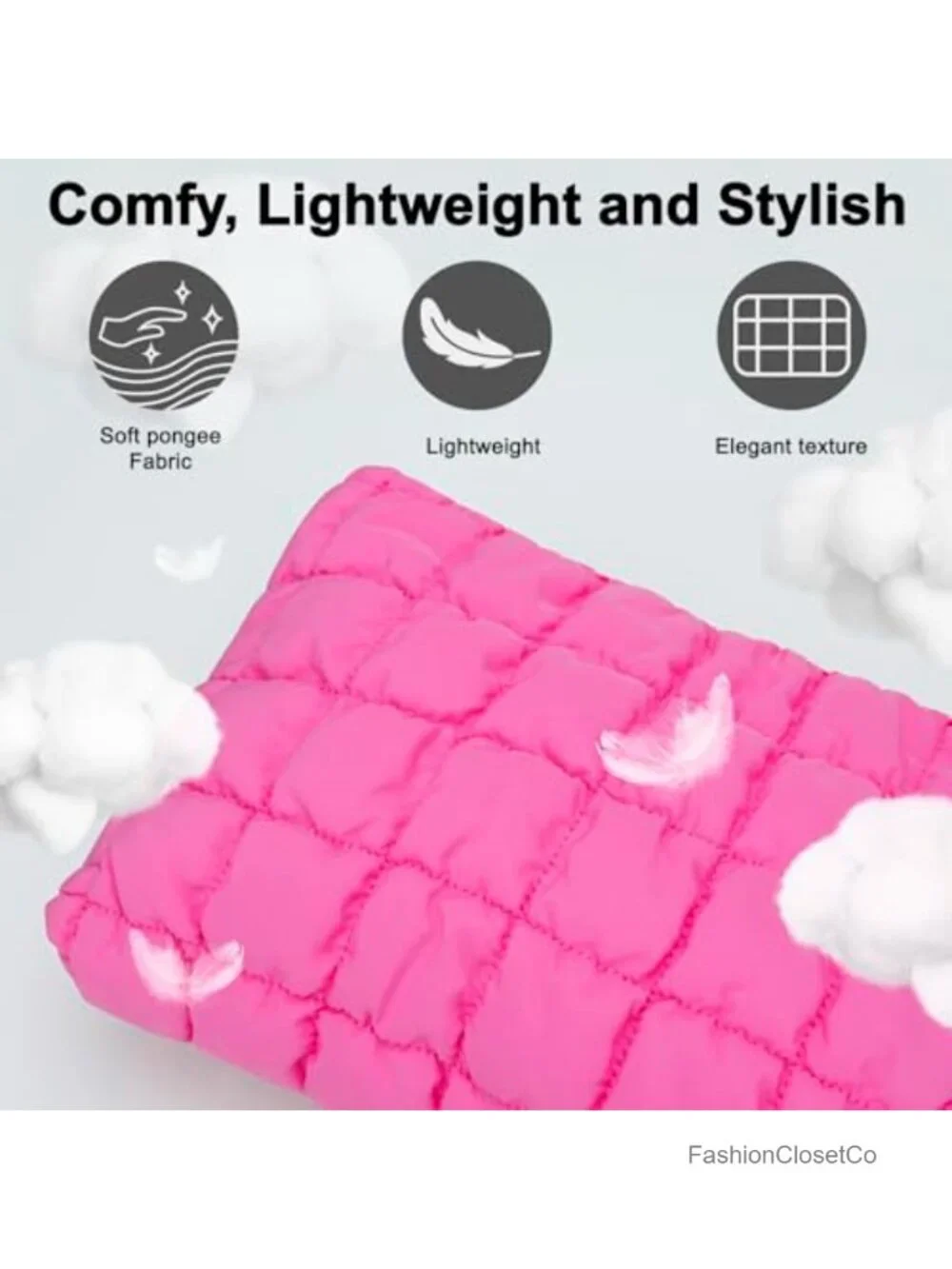 Quilted Puffer Makeup Bag with Handle Large Capacity Cosmetic Travel Organizer